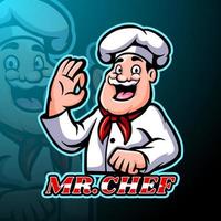 Chef esport logo mascot design vector