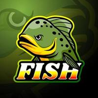 Fish esport logo mascot design vector