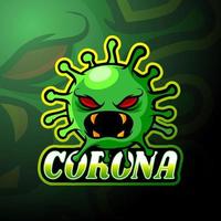 diseño de la mascota del logotipo de esport del virus de la corona vector