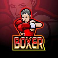 Boxer mascot sport esport logo design vector