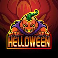 logotipo de mascota de halloween de calabaza enojada vector