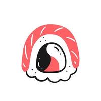 Sushi roll in doodle style. Vector isolated Japanese food illustration.