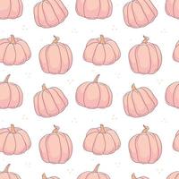 Cute seamless pattern with pink pumpkins on an white background. Vector illustration background.