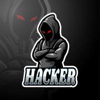 diseño de mascota de logotipo hacker esport vector