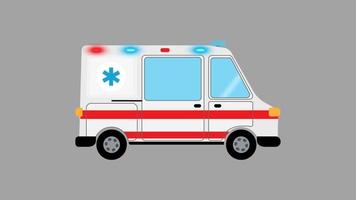 ambulância em animação de chamada. animação moderna de loop com canal alfa. video