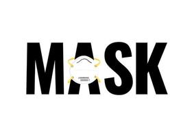 Mask word with medical mask on white background vector