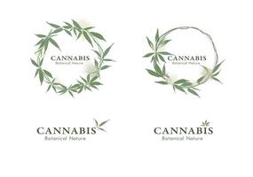 logotipo de la colección de cannabis con adornos florales vector