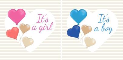 It's a girl, it's a boy. Greeting for a newborn baby. Graphic design.
