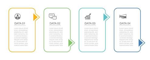 4 data outline infographics tab index template. Vector illustration abstract background.