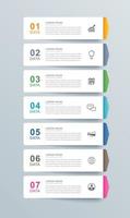 7 data infographics tab paper index template. Vector illustration abstract background.
