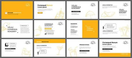 Presentation and slide layout background. Design yellow pastel leaves and flower template. Use for keynote, presentation, slide, leaflet, advertising, template. vector