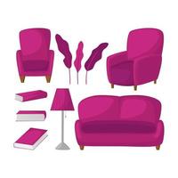 Interior colorful furniture flat style vector isolated illustration