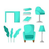 Interior colorful furniture flat style vector isolated illustration