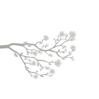 Branch soft gray flower isolated on white background. vector