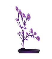 Branch soft purple flower isolated on white background. vector
