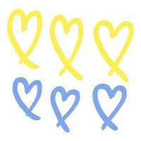 Set of hearts drawn with paint in doodle style vector