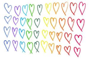 Set of hearts drawn in pencil in doodle style vector