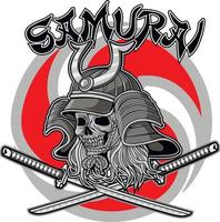 cráneo samurai, camisetas de diseño vintage grunge vector