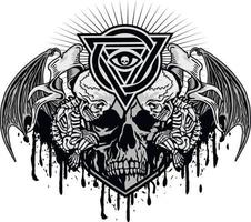 signo gótico con esqueleto de embrión muerto, camisetas de diseño vintage grunge vector