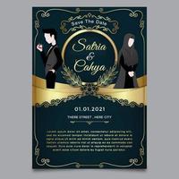 papercut theme wedding invitation templates with characters vector