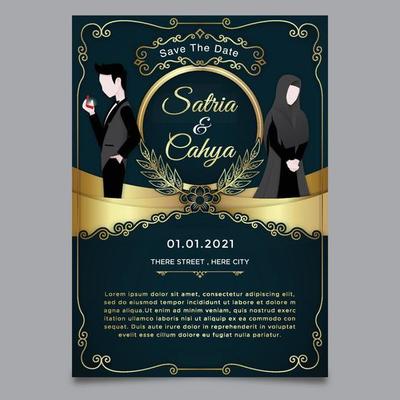 papercut theme wedding invitation templates with characters