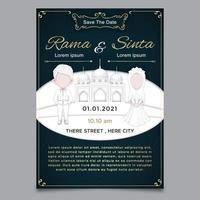 invitation template papercut theme vector