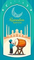 Ramadan kareem with drumer illustration vector