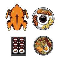 Japanese food and grilled chicken vector
