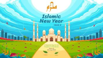 Clear skies, with calm souls in the Islamic new year vector