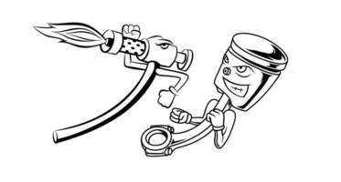 the piston and solder character for the mascot vector