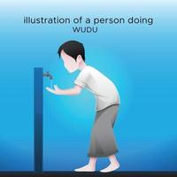 ilustration of a person doing wudu vector