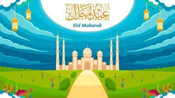 Calm atmosphere on Eid day vector