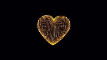 Loop Gold flicker star heart on black background video