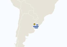 américa del sur con mapa de uruguay resaltado. vector