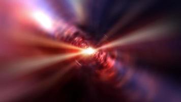 Hyperspace Tunnel flight in purple red light wormhole video