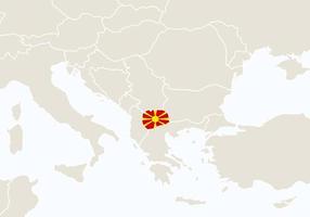 Europe with highlighted Macedonia map. vector