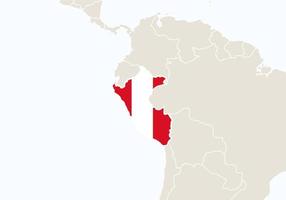 américa del sur con mapa de perú resaltado. vector