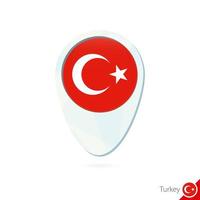 Turkey flag location map pin icon on white background. vector