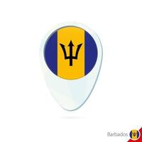 icono de pin de mapa de ubicación de bandera de barbados sobre fondo blanco. vector