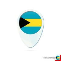 el icono de pin del mapa de ubicación de la bandera de Bahamas sobre fondo blanco. vector