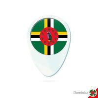 Dominica flag location map pin icon on white background. vector