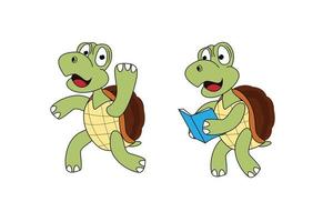 cute turtle cartoon illustration design vector