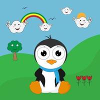 cute penguin cartoon simple vector illustration