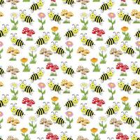 Cute bee cartoon seamples pattern design vector