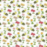 Cute bee cartoon seamples pattern design vector