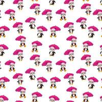 Cute penguin cartoon seamples pattern design vector