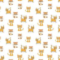 Cute cat cartoon seamples pattern design vector