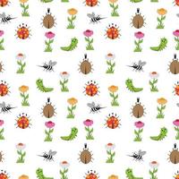 Cute insect cartoon seamples pattern design vector