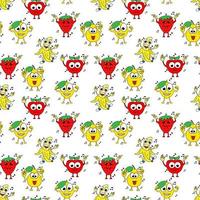 Cute fruit cartoon seamples pattern design vector