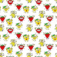 Cute fruit cartoon seamples pattern design vector